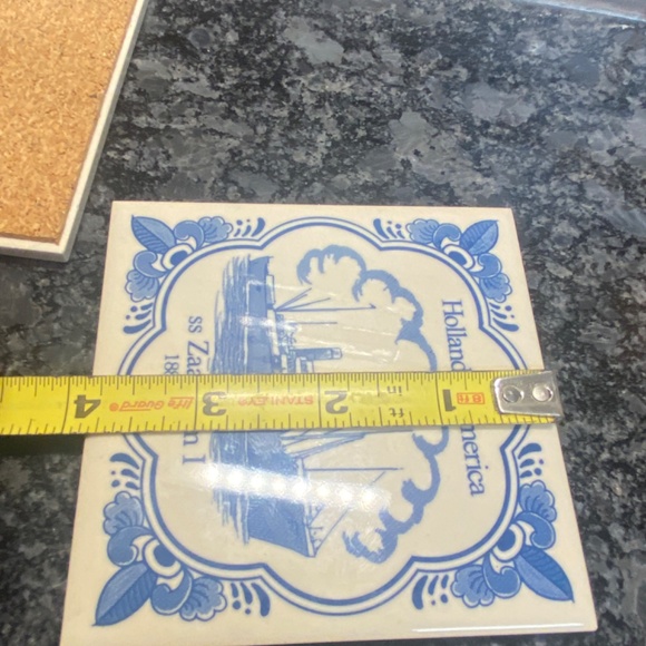 2 Pc HOLLAND AMERICA Porcelain Drink Coasters ss Noordam I, ss Zaandam I - Picture 6 of 11